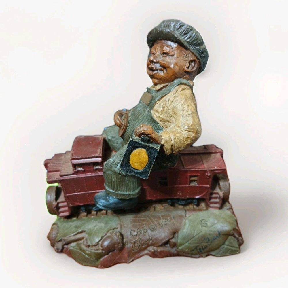 Tom Clark Figurine VTG Sculpture Hand Signed Gnome Cab Train lantern Brakeman